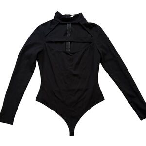 Large Revolve LPA Black High Neck Cheat Cutout Thong Bosysuit